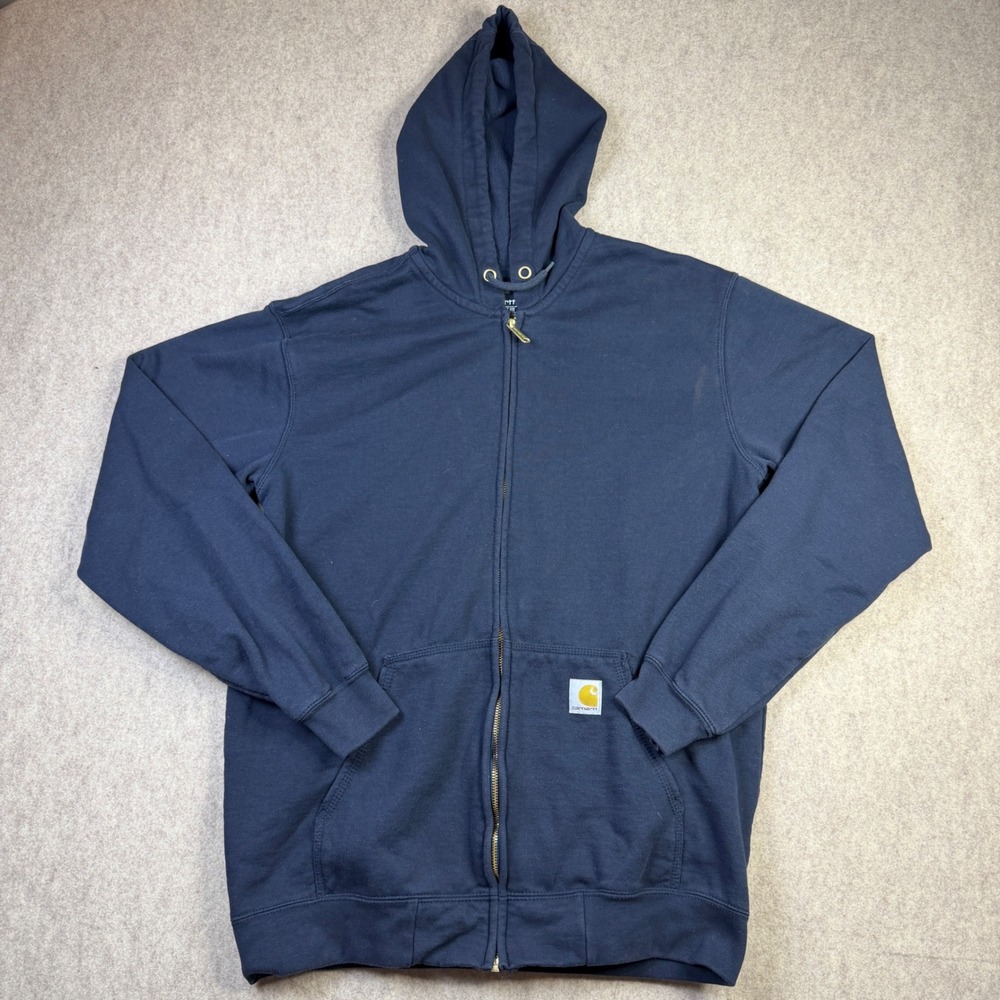 Carhartt Loose Fit Full Zip Hoodie Mens Medium Navy Blue Midweight Sweatshirt